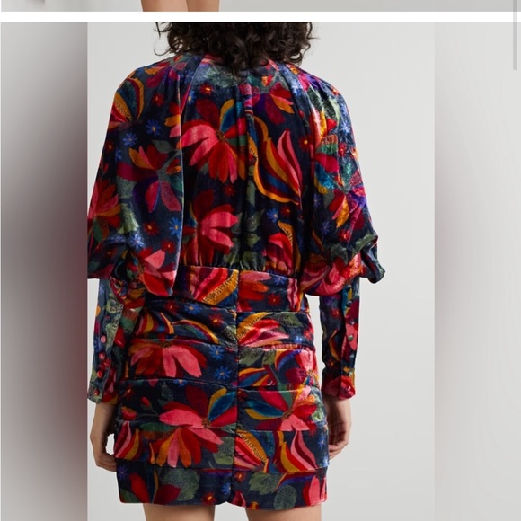 FARM Rio Floral Velvet Ruched Dress - Picture 2 of 3
